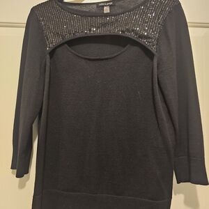 Cable & Gauge Black Sequin Accent Sweater